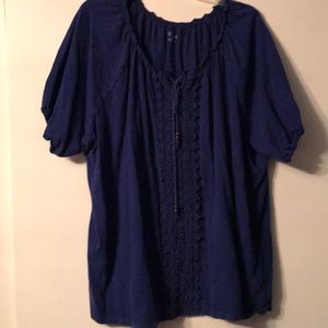 4/$20⭐️ Women’s Plus Blue Top with lace trim 3X